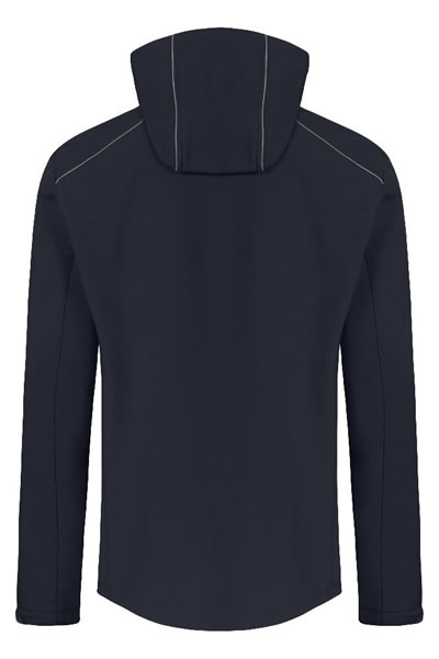 Hooded jacket, Navy color, Long sleeves, Back view, Stitching lines