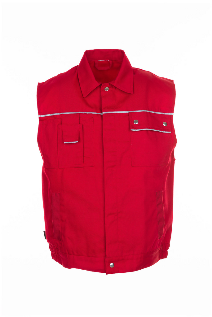 Weste, Rot, Henley-Style, Reflektorstreifen, Reißverschluss