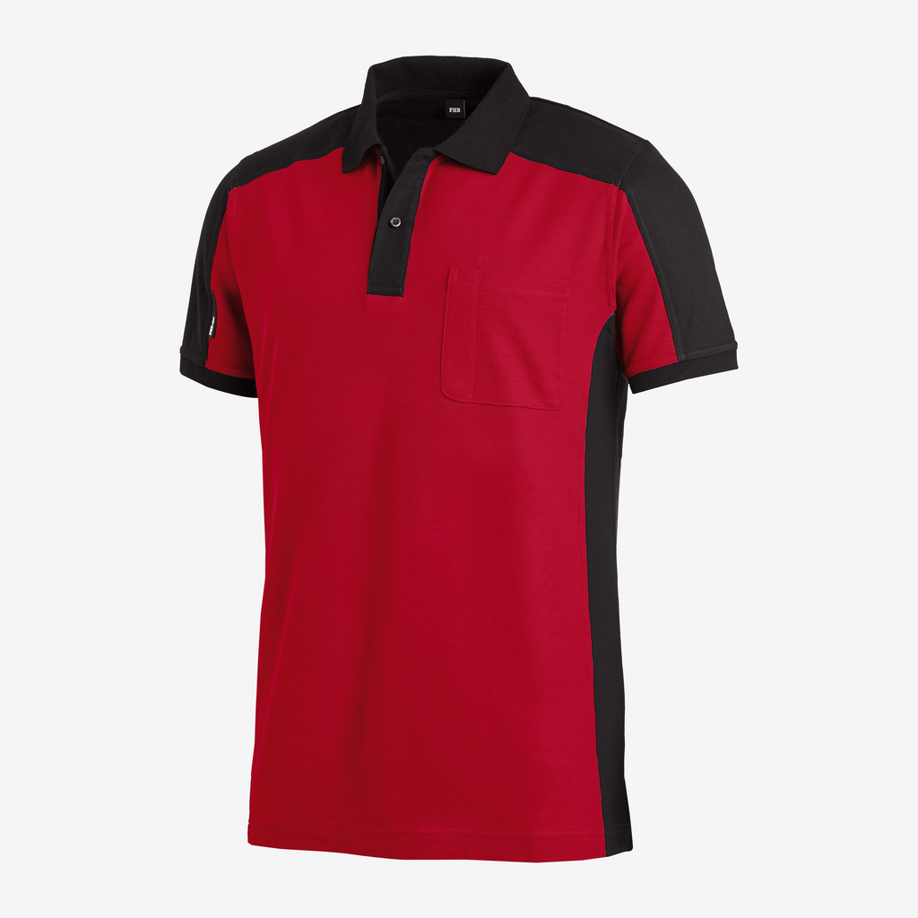 Polo-Shirt, Rot, Schwarz, Kragen, Brusttasche