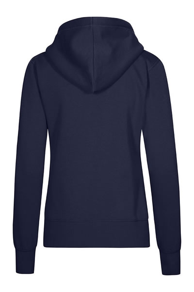 hoodie, hooded sweatshirt, navy, long sleeves, pocketless back view