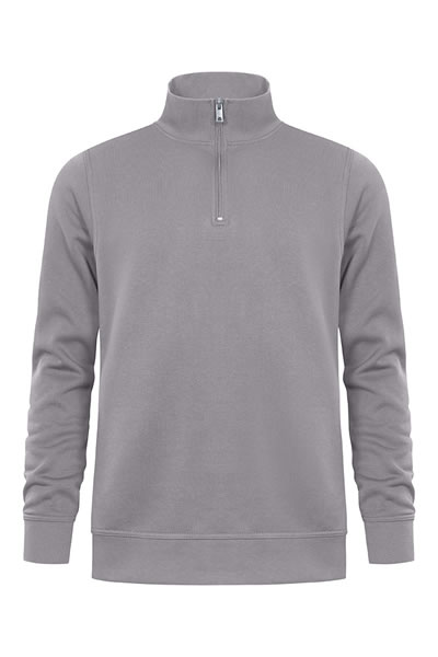 Pullover, Rundhals, Reißverschluss, Langarm, Grau