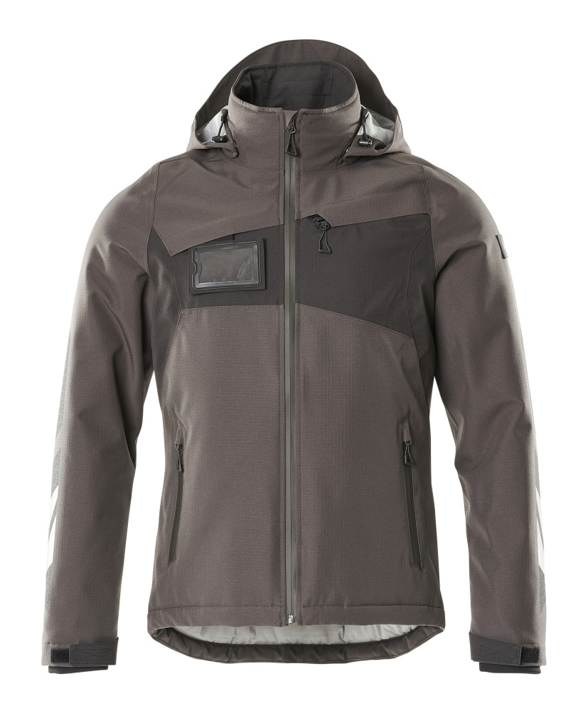 Outdoor-Jacke, Kapuze, Softshell, Reißverschlusstaschen, Grau