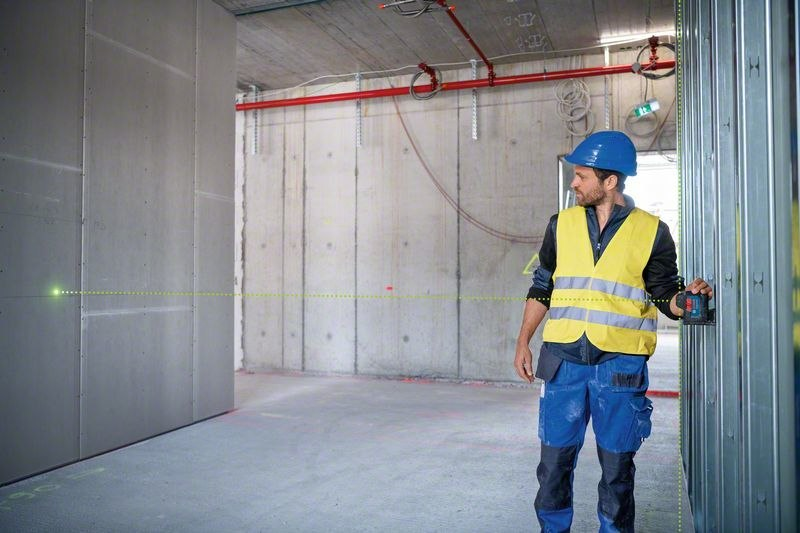  Bautechniker, Sicherheitsweste, Blaue Schutzweste, Gelbe Warnweste, Messgerät