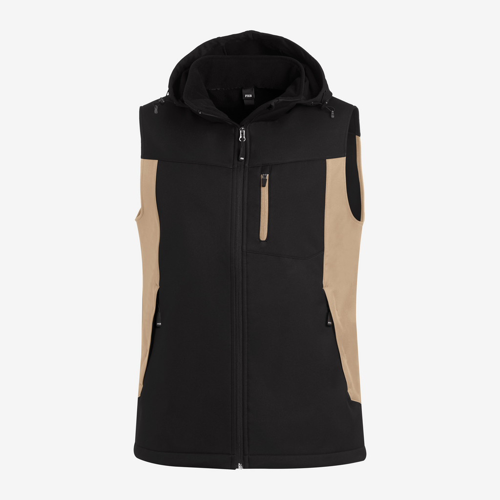 weste, softshell, hoodie, Reißverschluss, Taschen