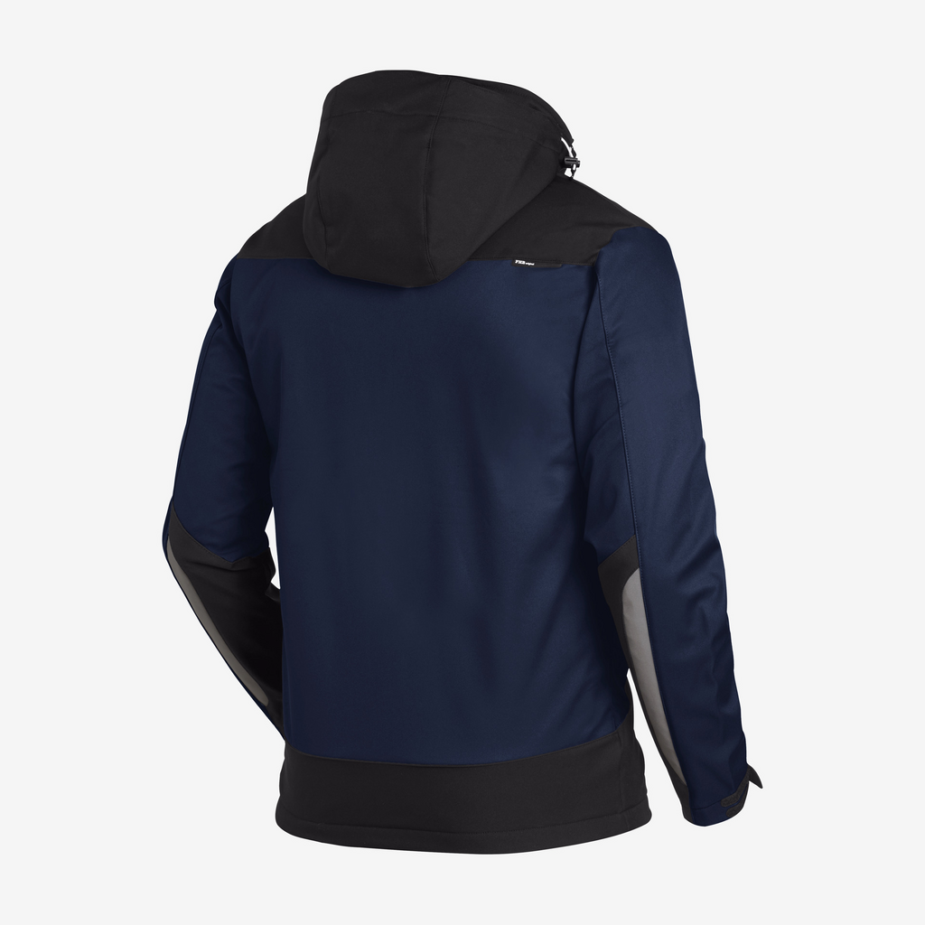 Herrenjacke, Softshell, Hoodie, Navyblau, Reißverschlussdetails