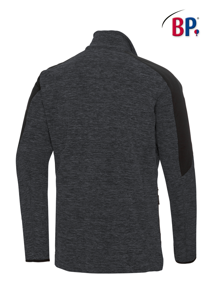 Fleecejacke, Langarm, Kragen, Schwarzgrau?, Streifen-Paneel?