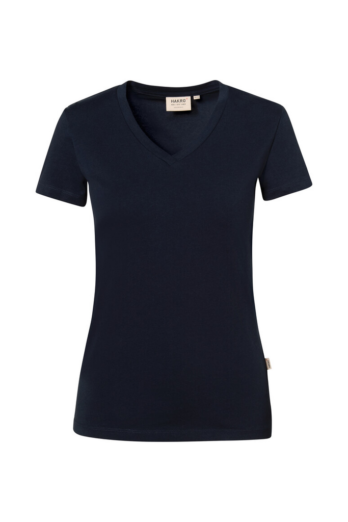 v-Ausschnitt, T-Shirt, Marineblau, Kurzarm, Uni