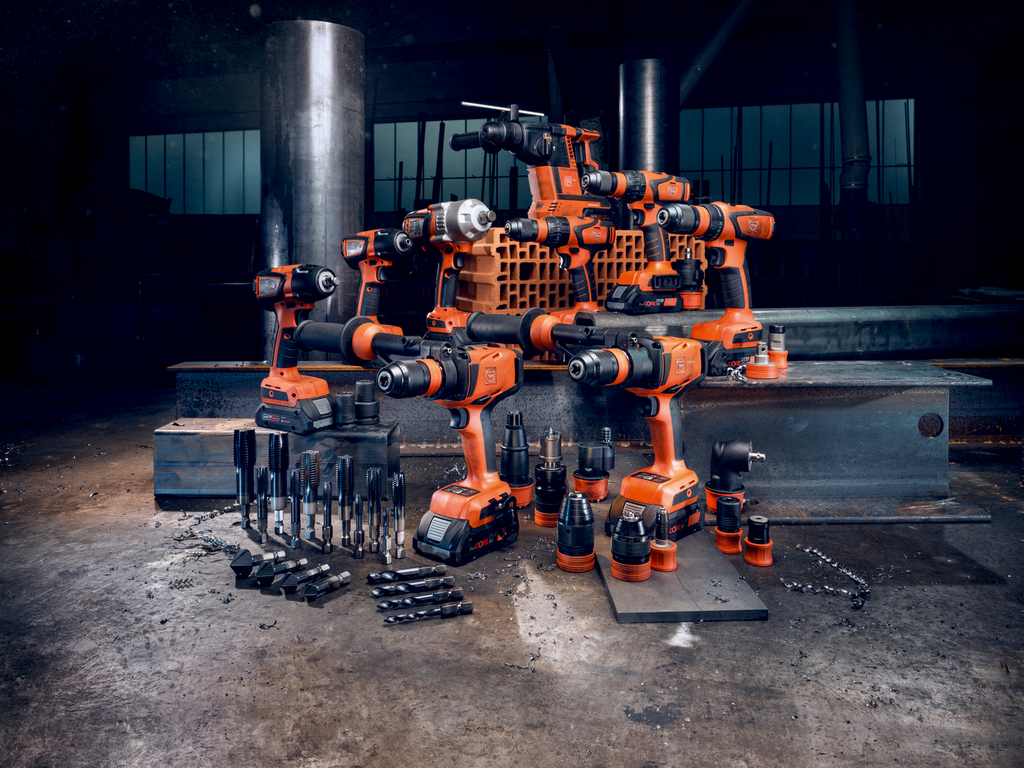 Akku-Bohrschrauber, Bohrer-Set, Werkzeugset, Orange, Kraftwerkzeug