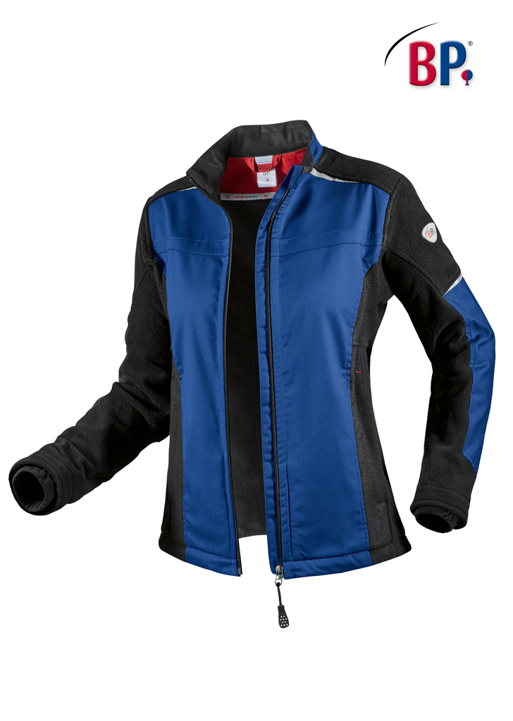 jacke,  blaues panel,  schwarze sleifen,  reißverschluss jacke,  fleece-gefüttert