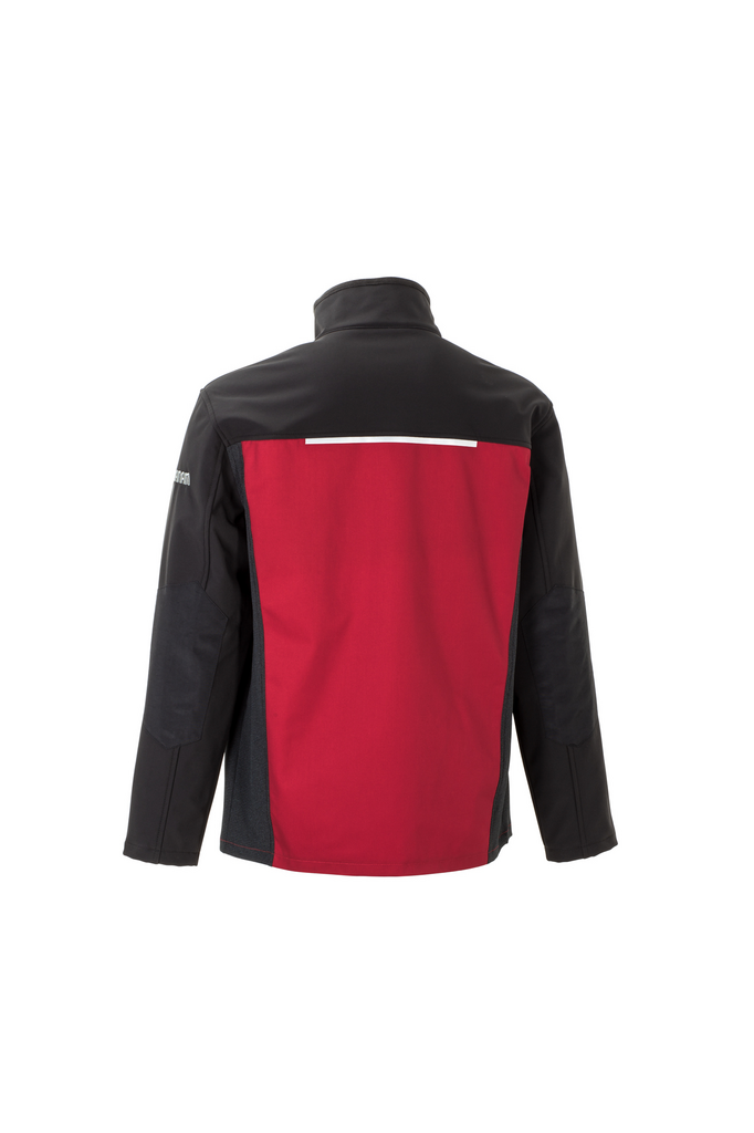 jacke, softshell, rot, schwarz, reissverschluss