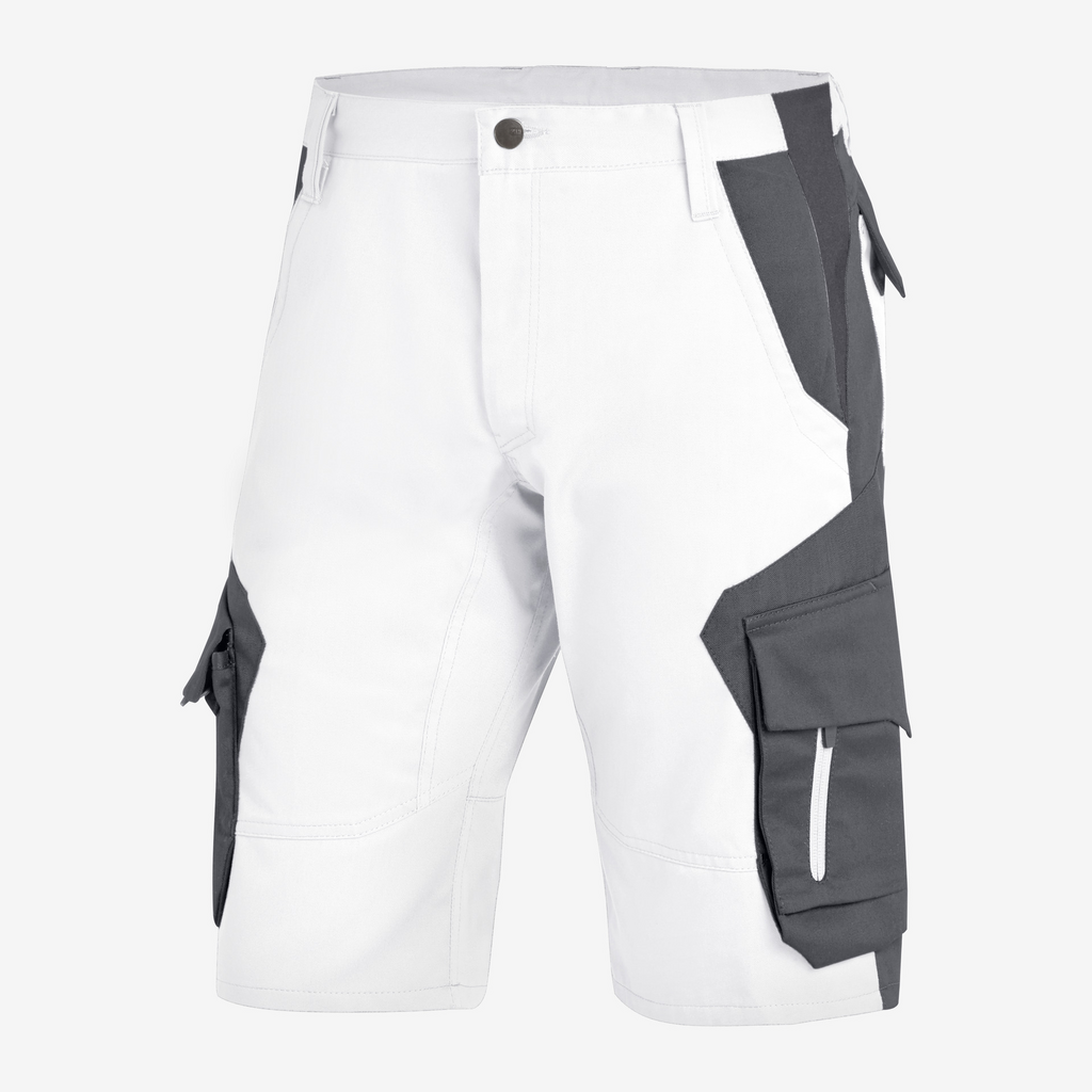 Shorts, Cargo pockets, Knee-length, White, Contrast panels