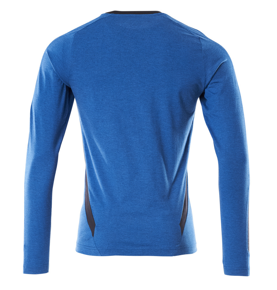 Langarmshirt, Sportshirt, Blauw, Mesh Einsätze, Rückseite