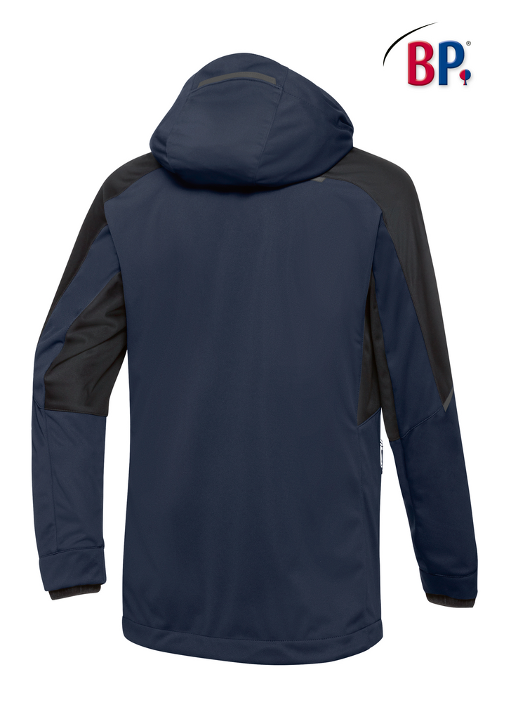 Herrenjacke, Softshell, Navy, Kapuze, Reißverschlusslos