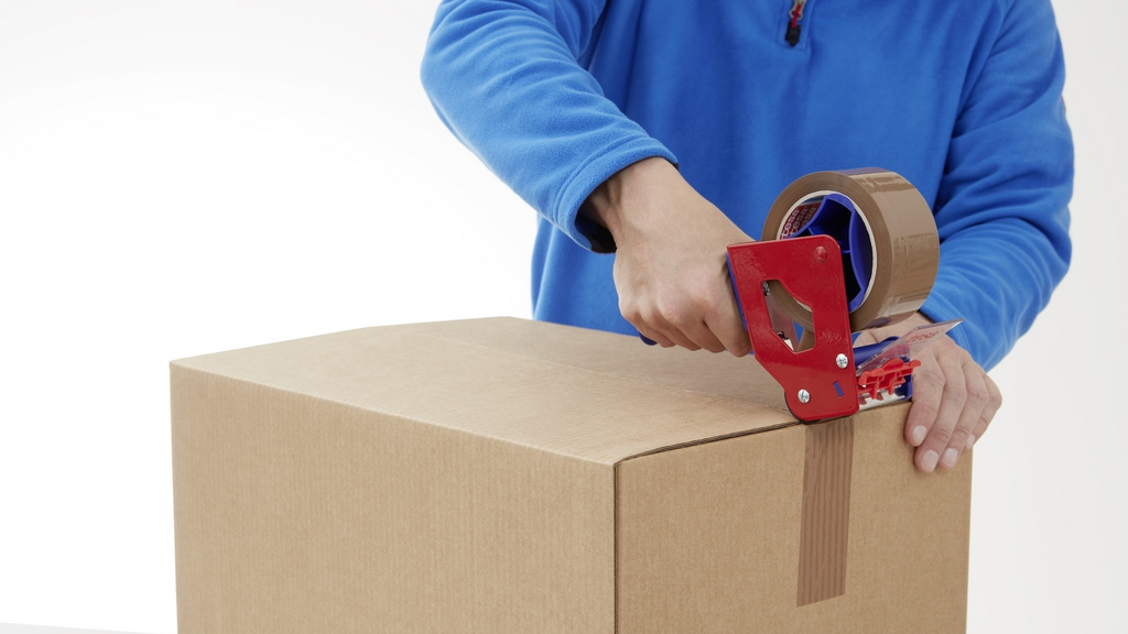 Kiste, Karton, Klebeband, Lieferung des Pakets