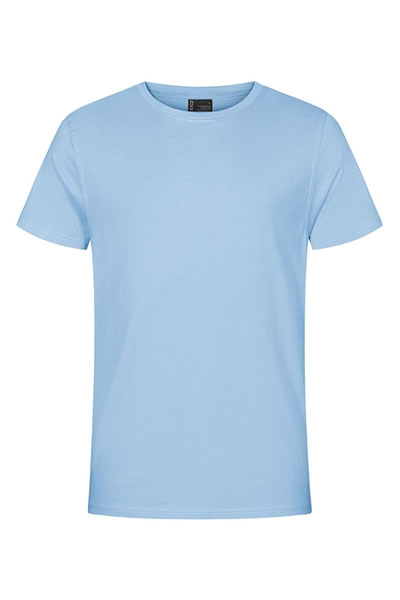 T‑Shirt, Plain, Kurzarm, Hellblau, Rundhals