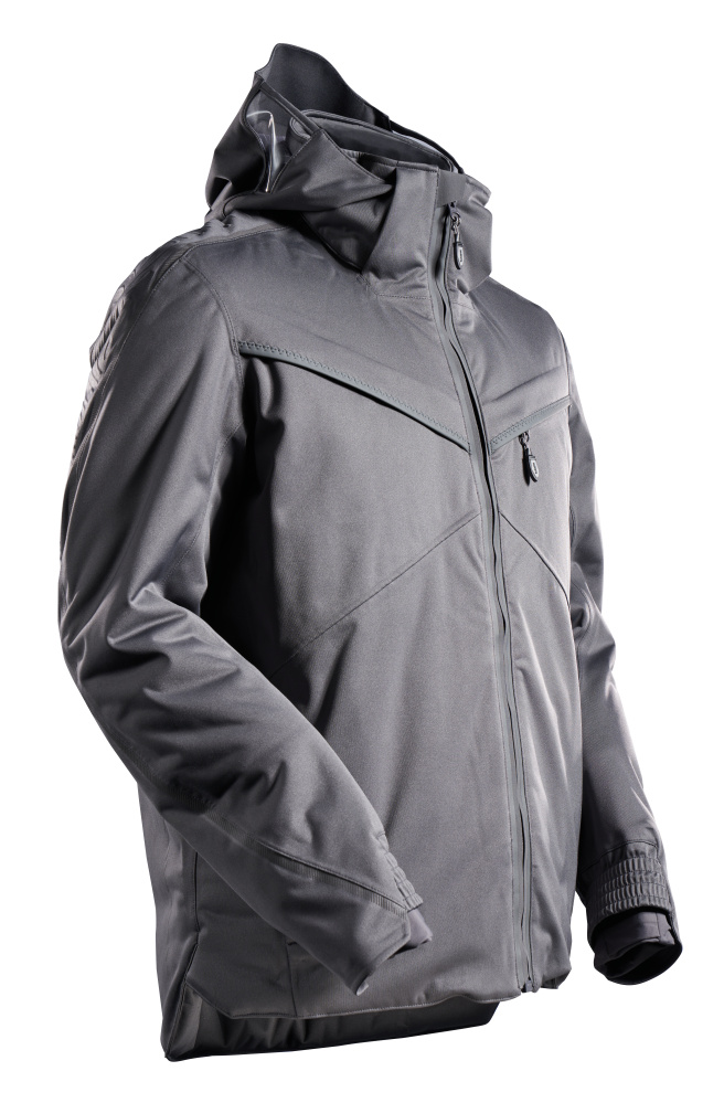 Regenjacke, Grau, Kapuze, Wasserdicht, Reißverschluss