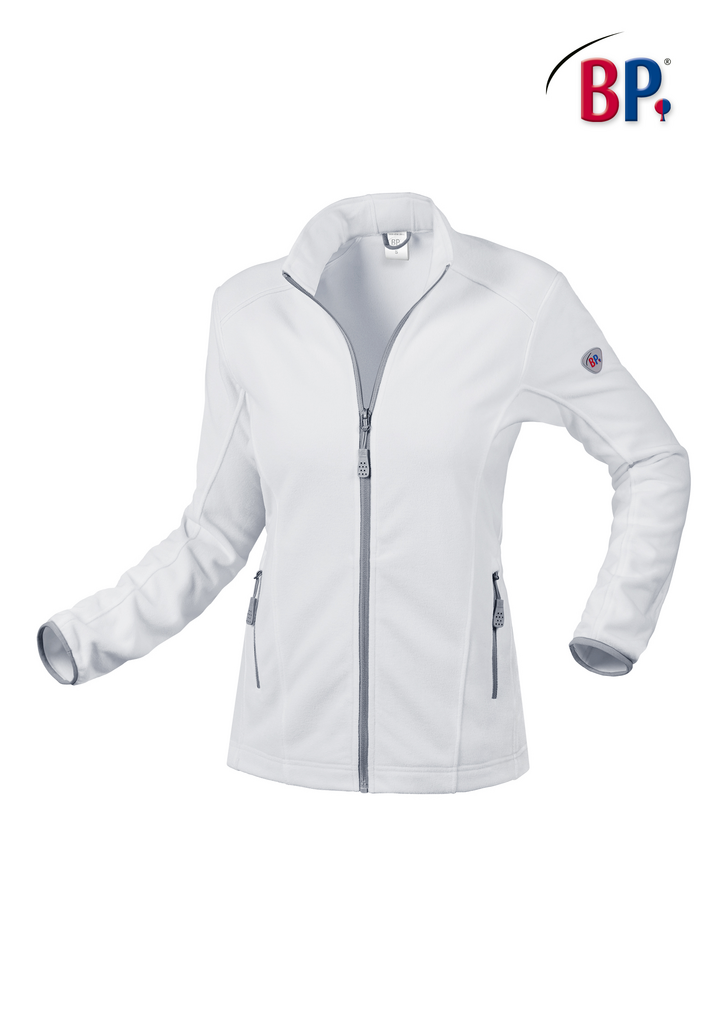 jacke, fleece, weiss, reissverschluss, taschen