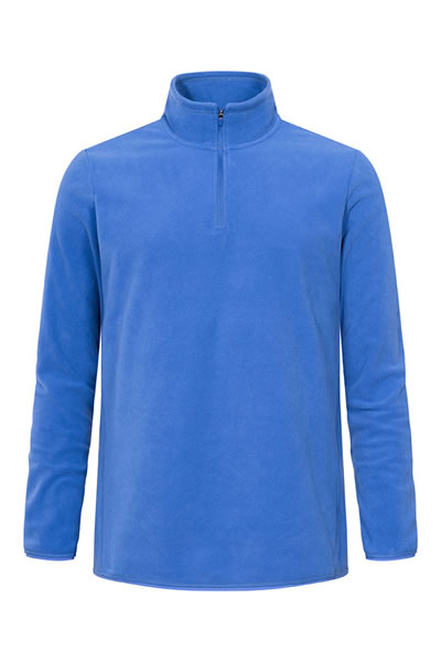Fleece, Halb-Reissverschluss, Pullover, Langarm, Blau