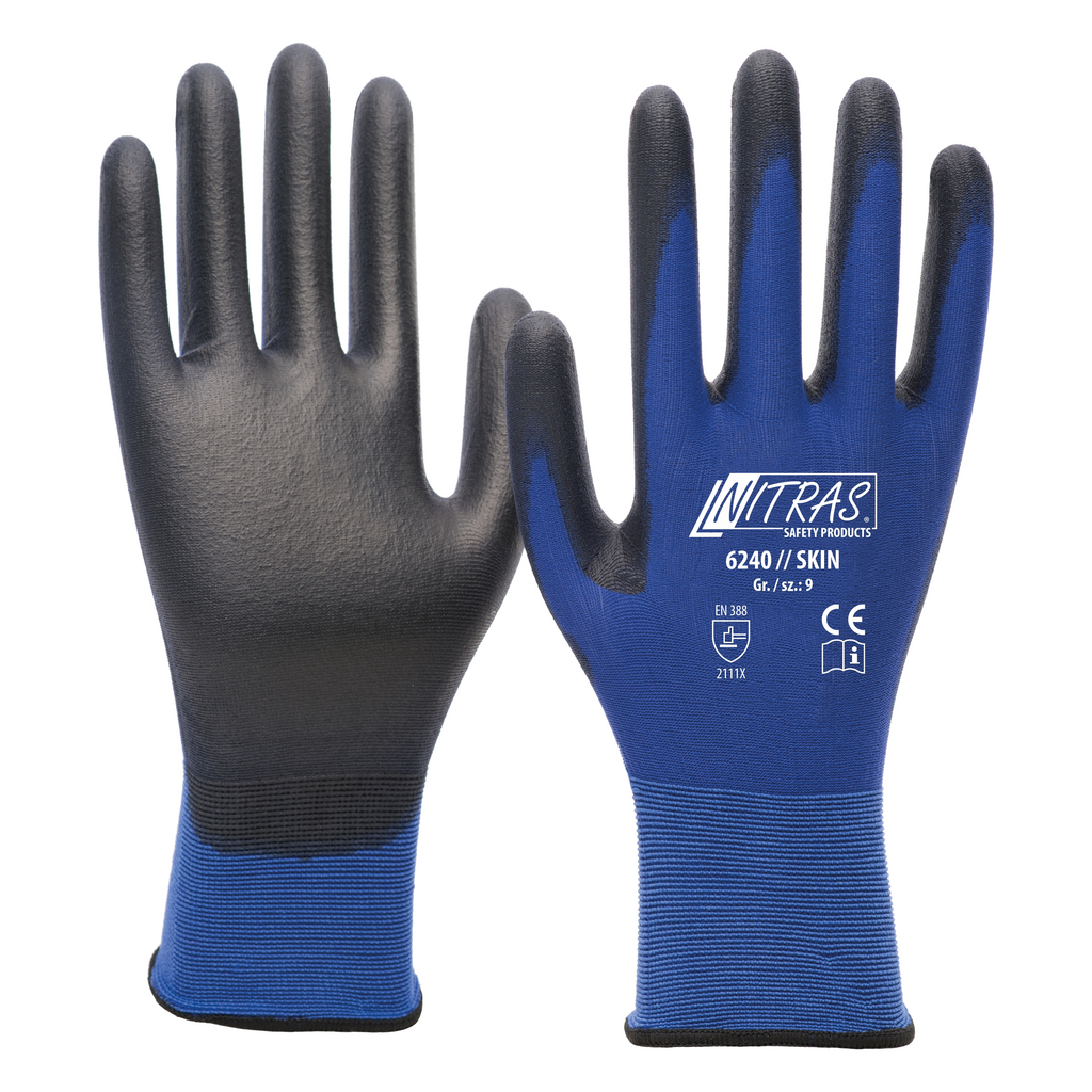 Arbeitshandschuhe, Synthetisches Leder, blaue Handschuhe, Schnittschutz, Größe verstellbar