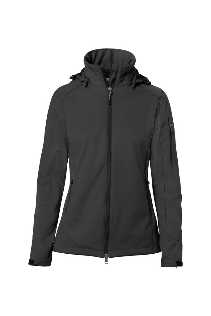 Hardshell jacket, Softshell look, Zip closure, Hooded, Dark gray