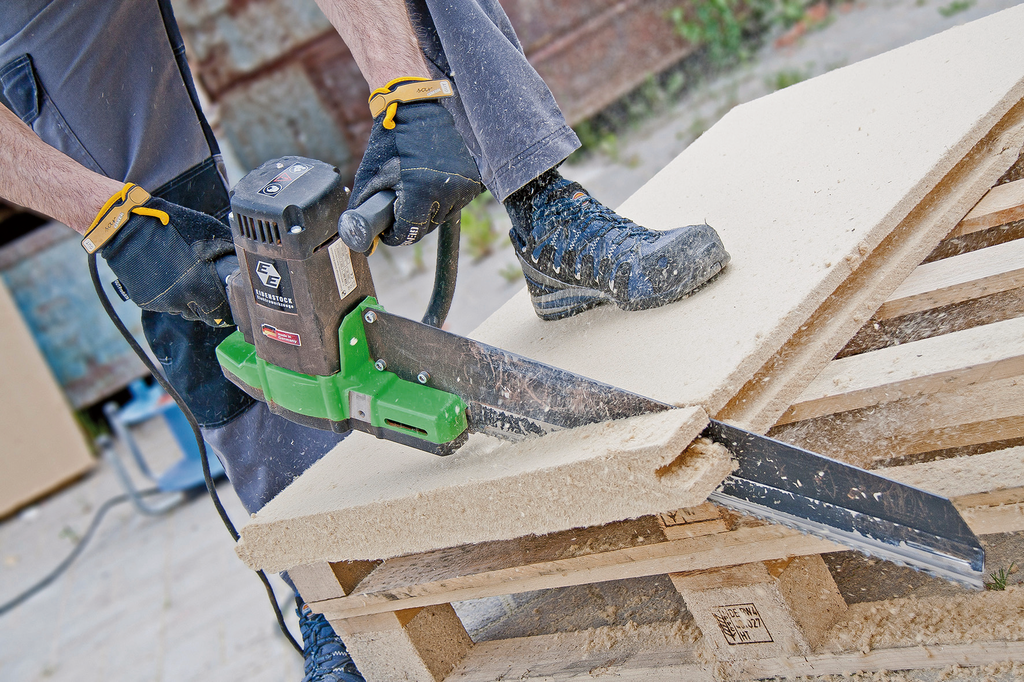 Kreissäge, Stutzensäge, Schnittfläche, Holzwerkzeug, Schutzhandschuhe