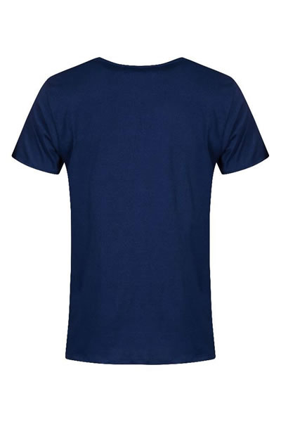 T-Shirt, Kurzarm, Uni-Farbe, Blaue Farbe, Rundhals