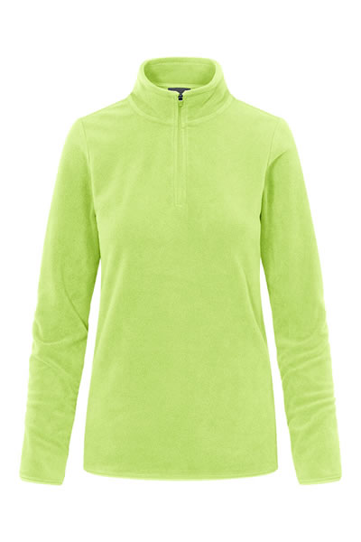 Fleece, Pullover, Halb-Reißverschluss, Langarm, Neongrün