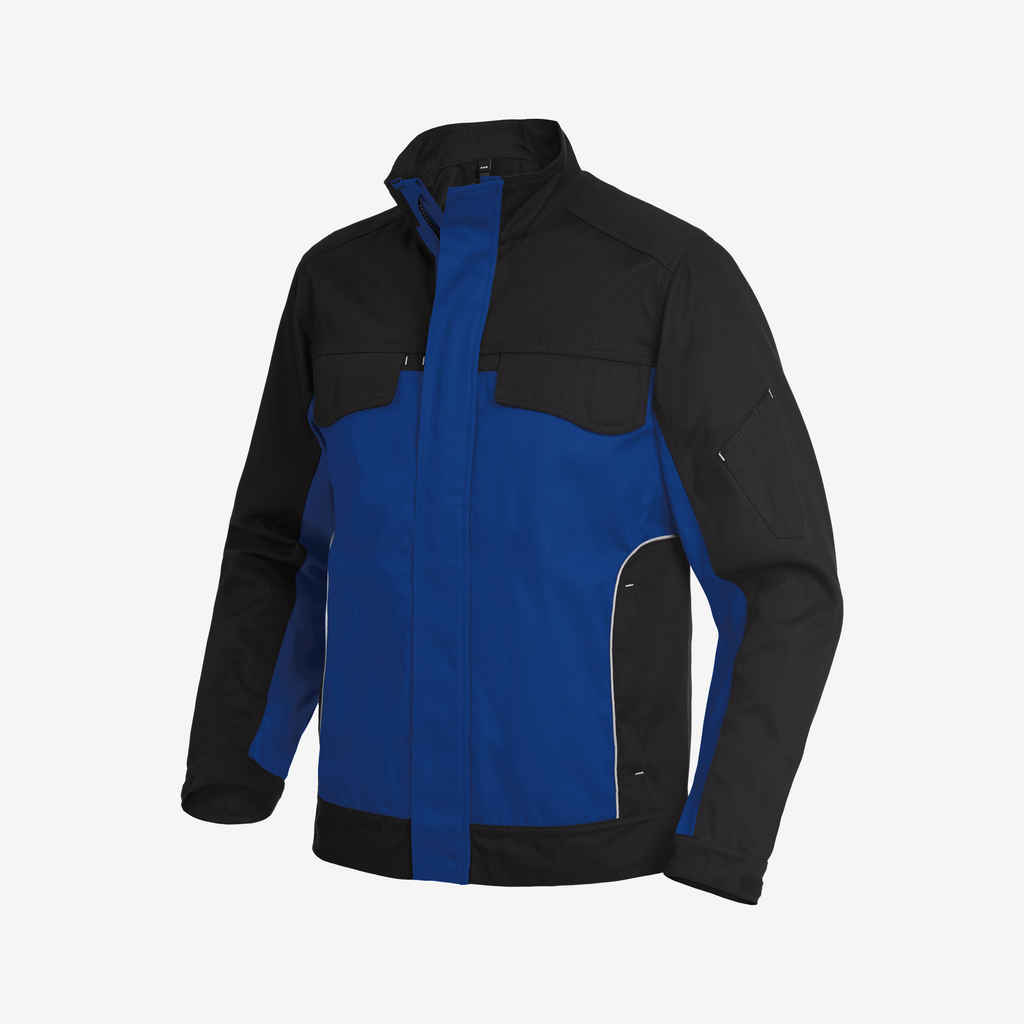 jacke, blau-schwarz, softshell, reißverschluss, taschen