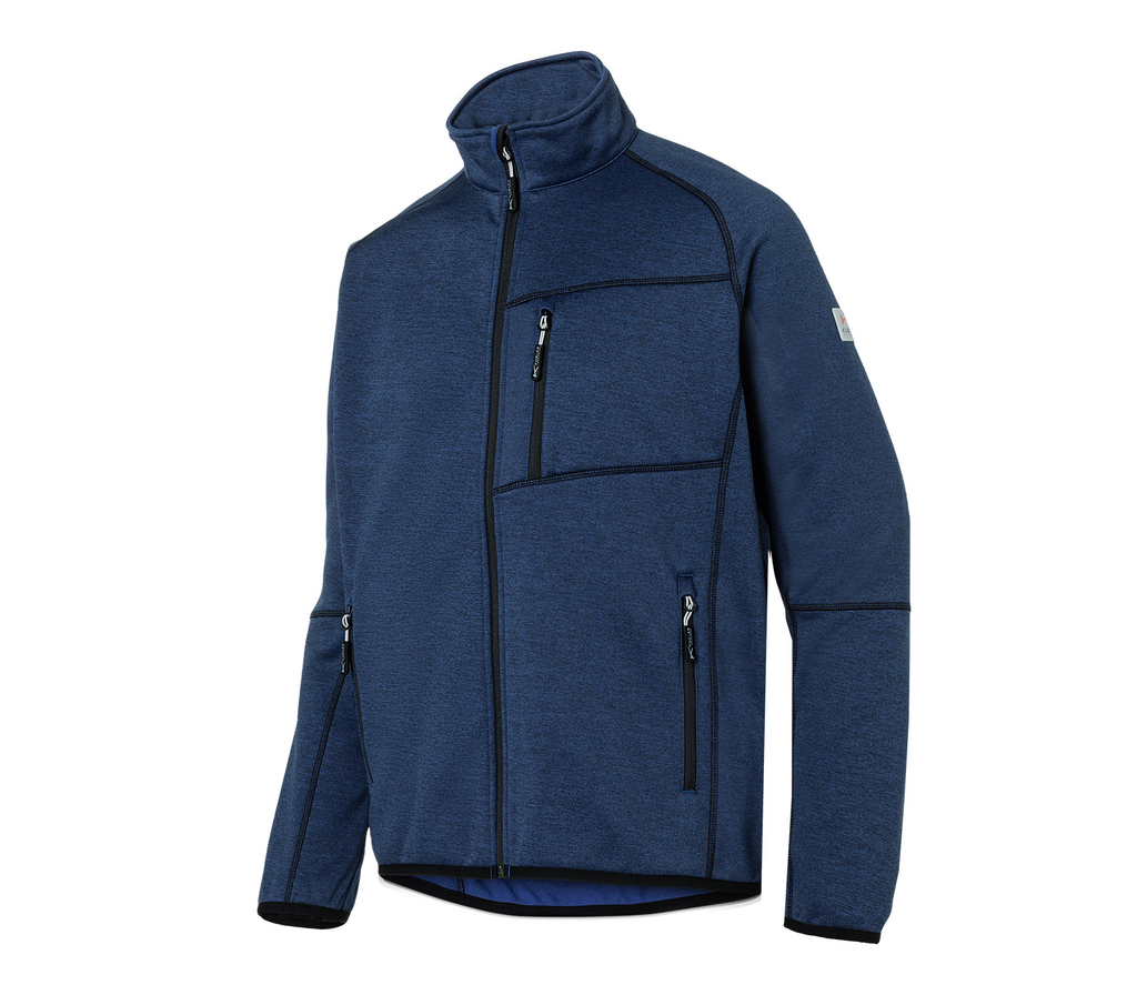 Fleece Jacke, Reißverschlusstaschen, Hohe Kragen, Blau, Herren Jacke