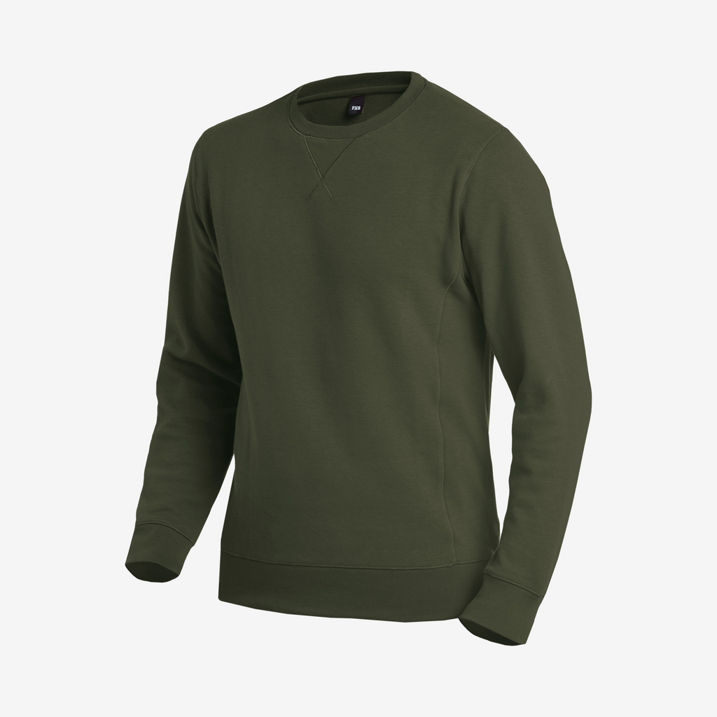 Sweatshirt, Crew neck, Olive green, Long sleeve, Basic knit