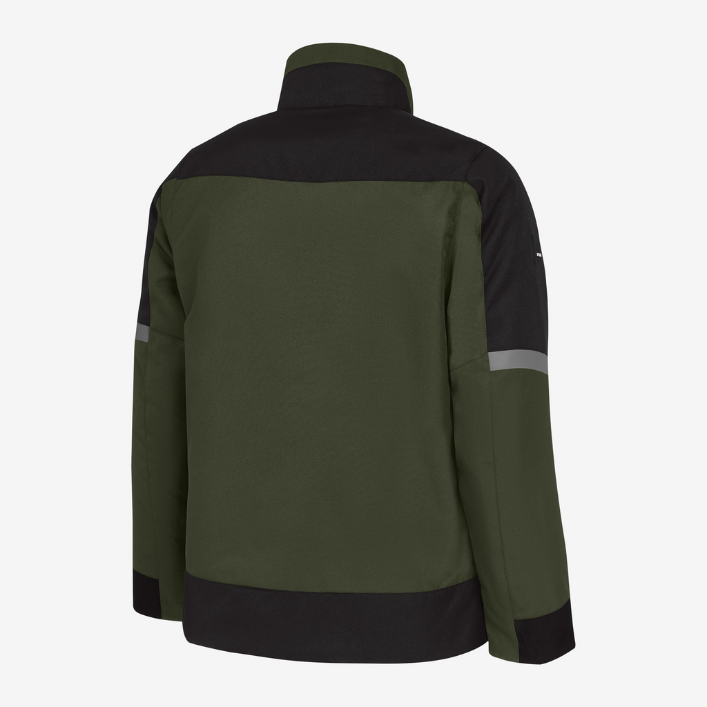 jacke, olivgrün, schwarze段paniel, langarm, kontrast cuffs