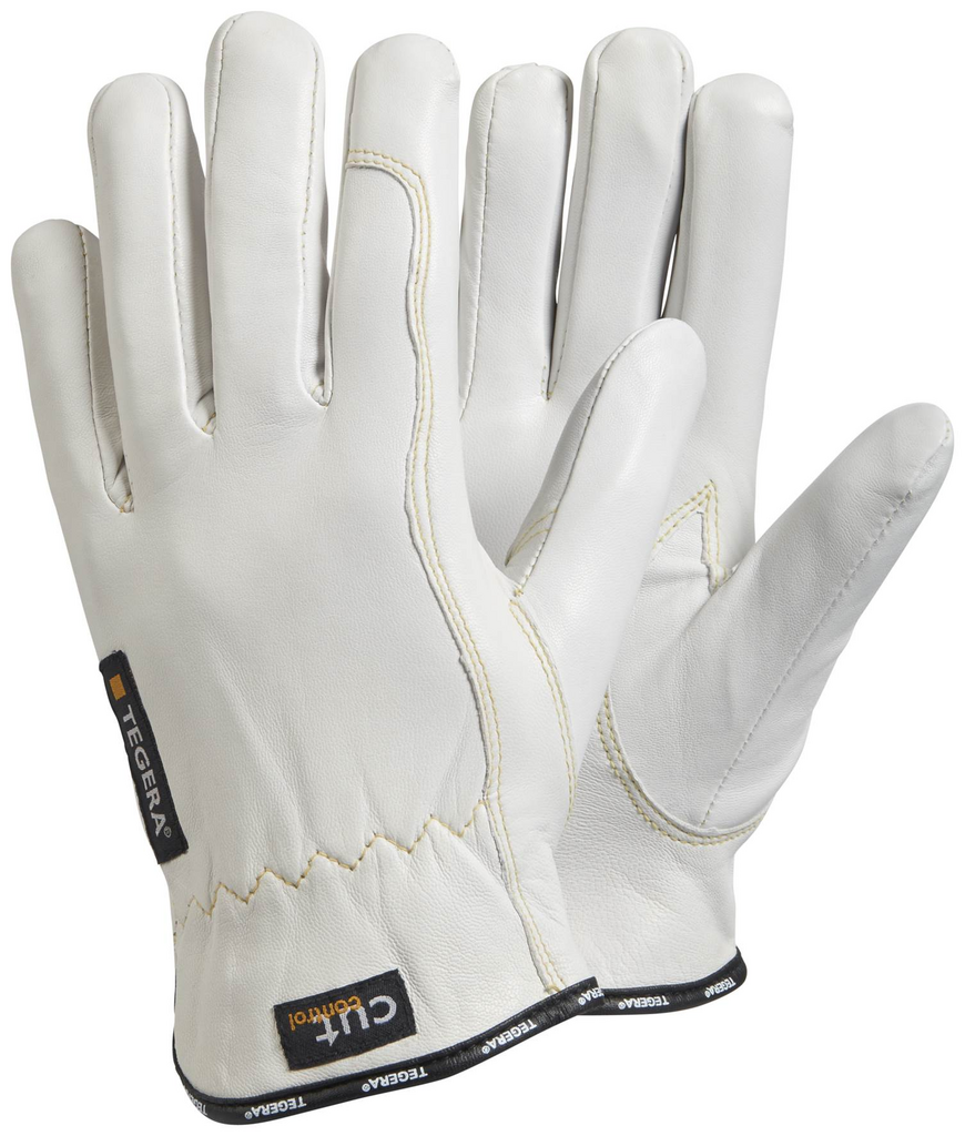 Handschuh, Ledermaterial, Weiß, Kletthandschuh, Gloves