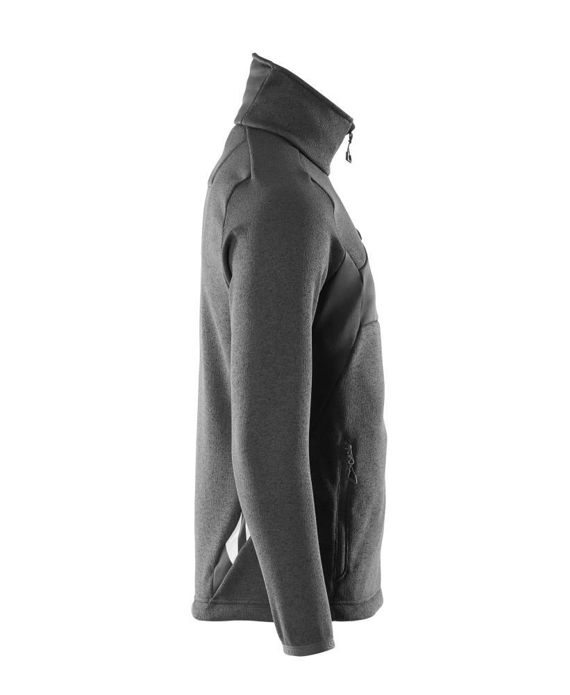 Fleece, Jacket, Zipper, Stand collar, Gray