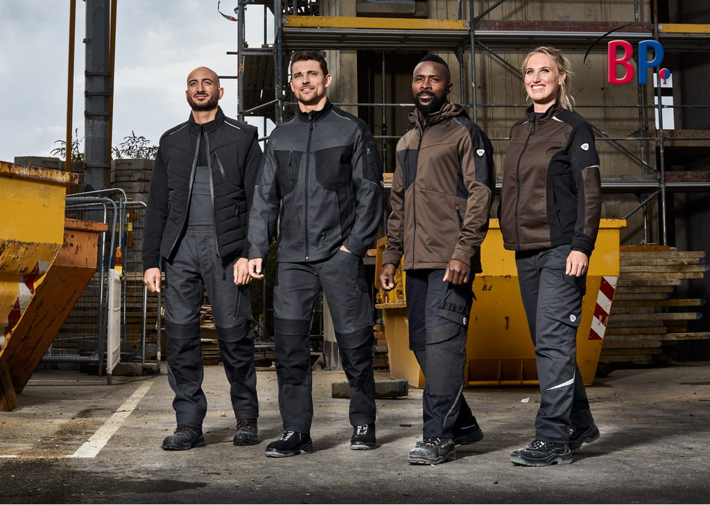 Arbeitskleidung, Arbeitsjacke, Hose, Schwarz, Chino- bzw. Softshell-Set