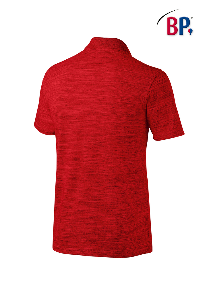 Polohemden, Kurzarm, Rot, Melierter Stoff, Kragen