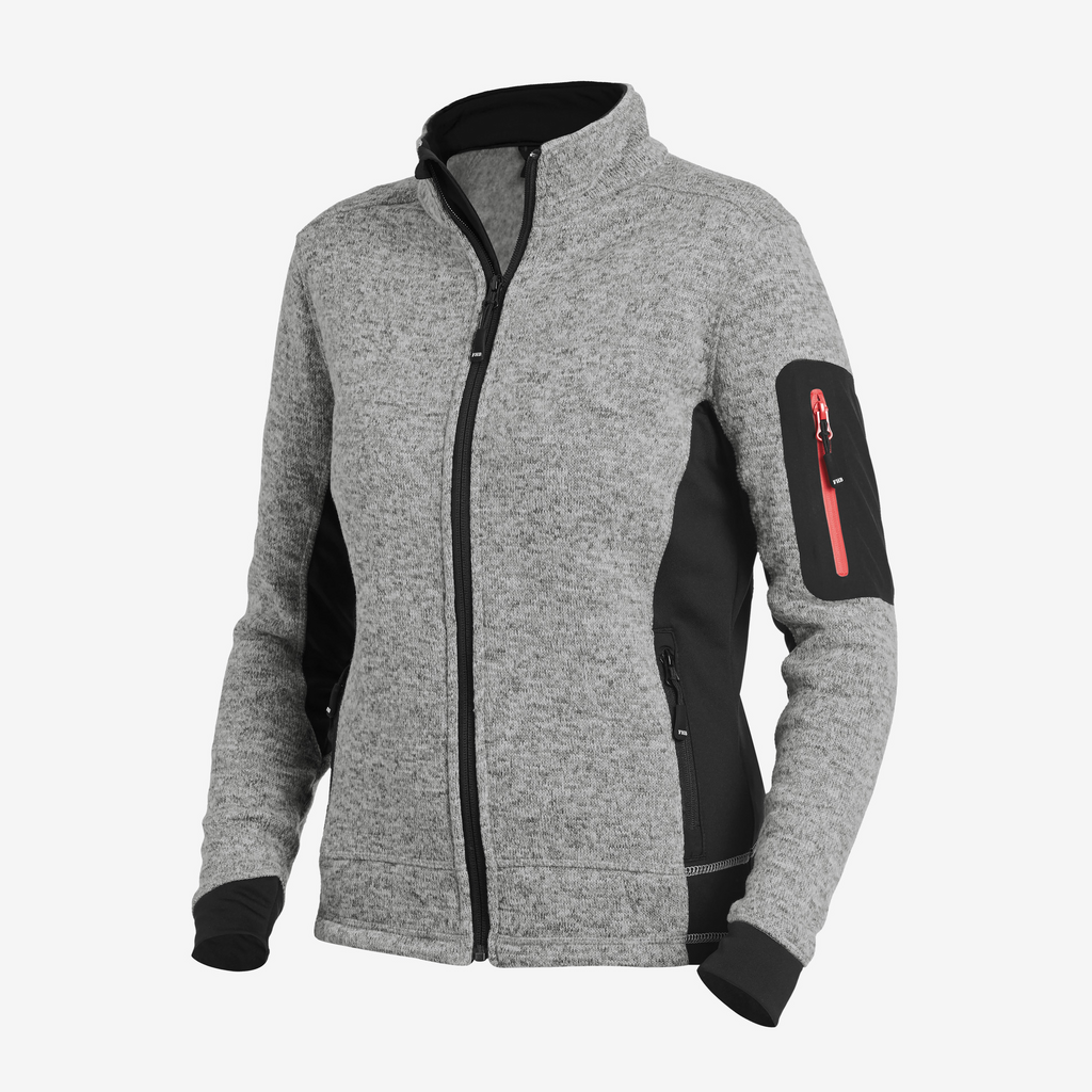 Fleecejacke, Grau, Reißverschluss-Tasche, Armtasche, Voll-Reißverschluss