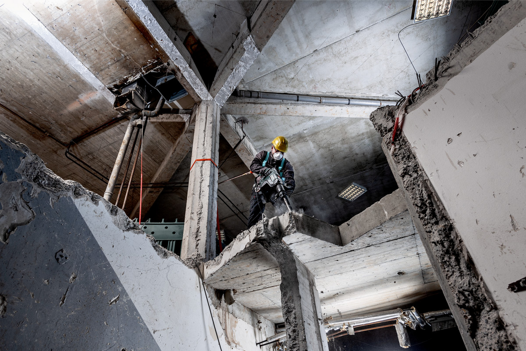 bauarbeiter, baustelle, schutzhelm, beton