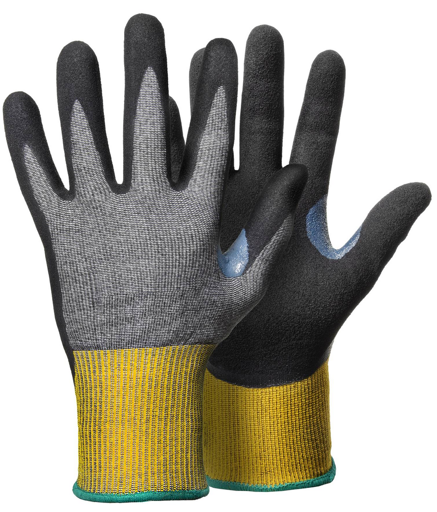  Arbeitshandschuhe,  Schutzhandschuhe,  Nylon/Strickhandschuhe,  gelbGrün Bündchen,  rutschfeste Handinnenfläche