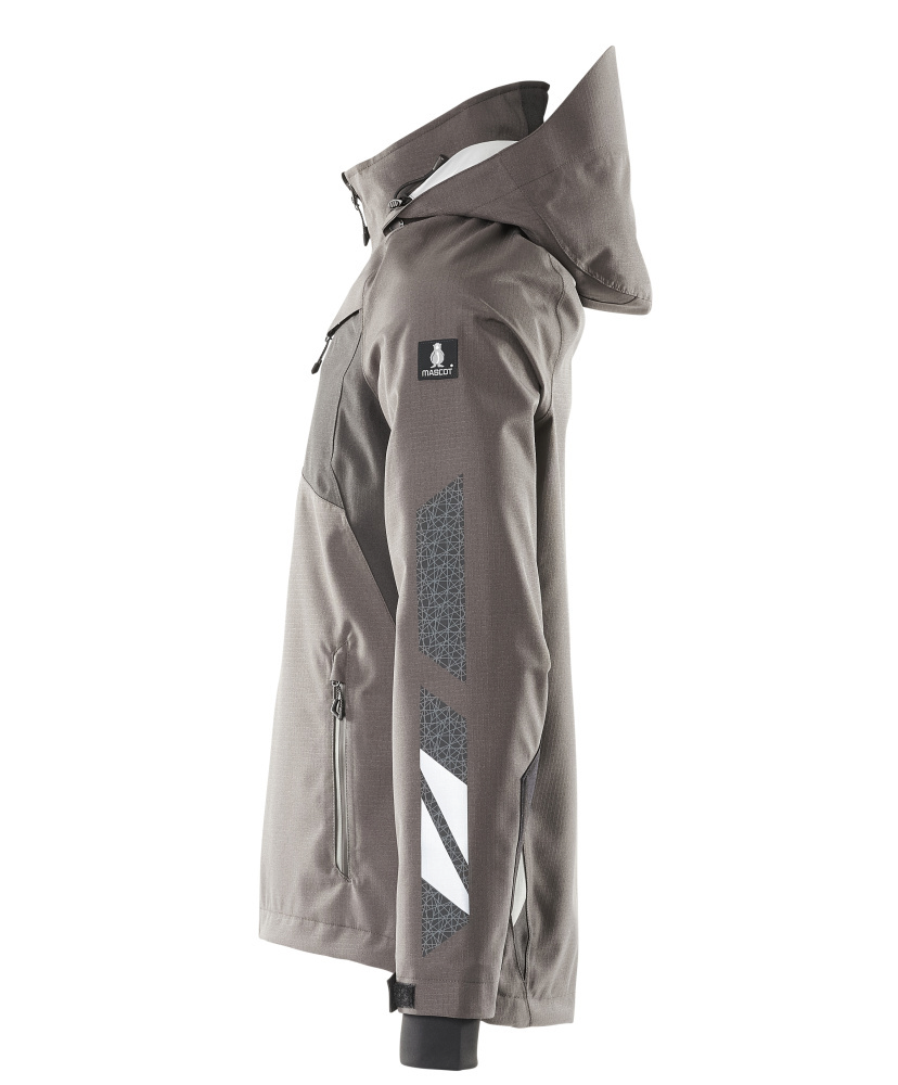 jacke, softshell, kapuze, grau, Reißverschlussfach