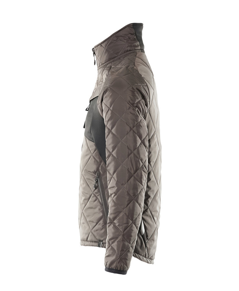 Quilted jacket, Puffer, High collar, Zipper pocket, Gray-taupe