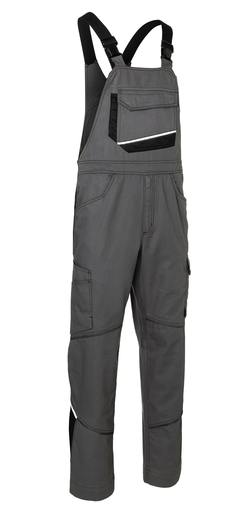 overall?, grau, arbeitskleidung, hose mit brusttasche, reflektierender streifen