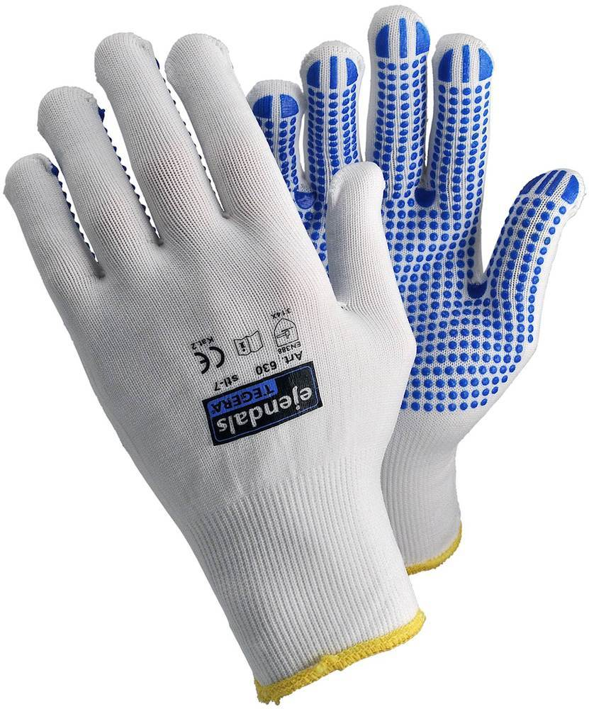 Arbeitshandschuhe, Kunststoff-Noppen, Weiß, Größe-Universal, Rutschfeste Oberfläche, Handschuhe, Arbeitsgloves, Stoffhandschuhe, Gummierte Oberfläche, Antirutsch