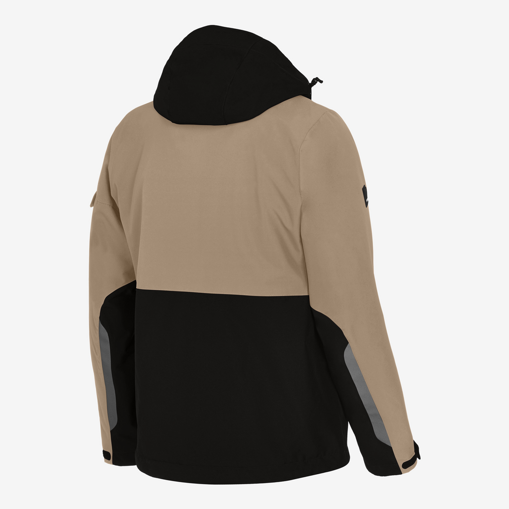 Hooded jacket, Color block, Beige black, Long sleeve, Outdoor