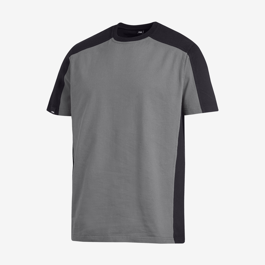 T-Shirt, Kurzarmlig, Graue Farbe, Patchwork, Casual