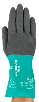 arbeitshandschuh, nitril, schutzhandschuh, langarm, grün/teal problemanzeige, 工作手套, 防滑手套, 蓝色袖口, 耐切手套, 尼龙材质