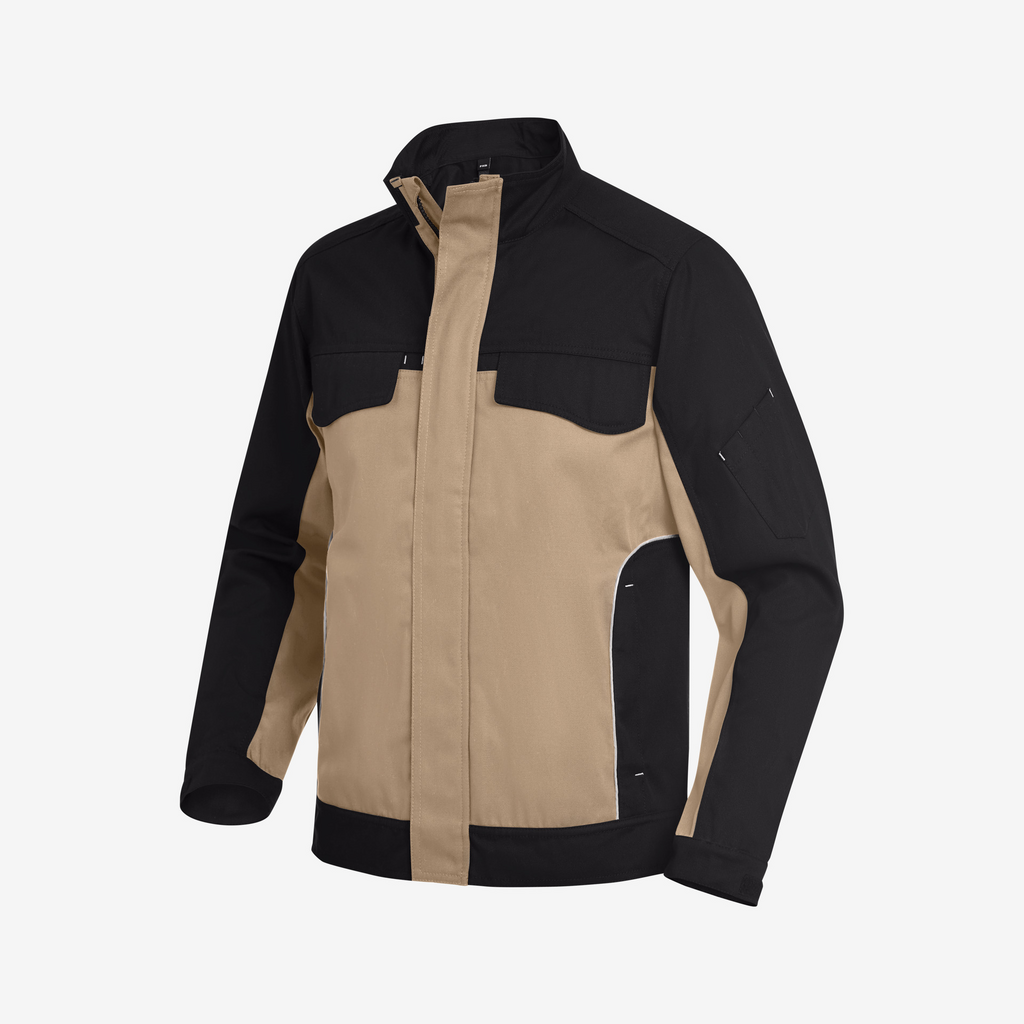 jacke, zweifarbige jacke, khaki schwarz, taillierter schnitt, reißverschluss