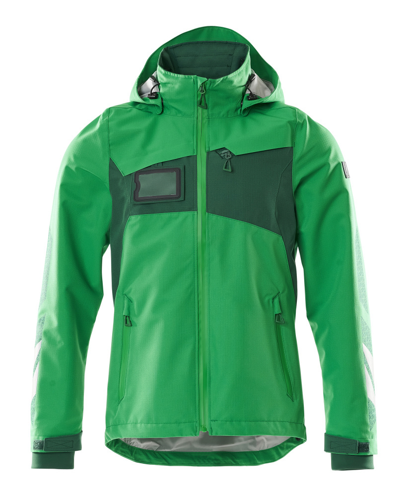 Ski-Jacke, grüne Jacke, Kapuze, Reißverschluss, Taschen