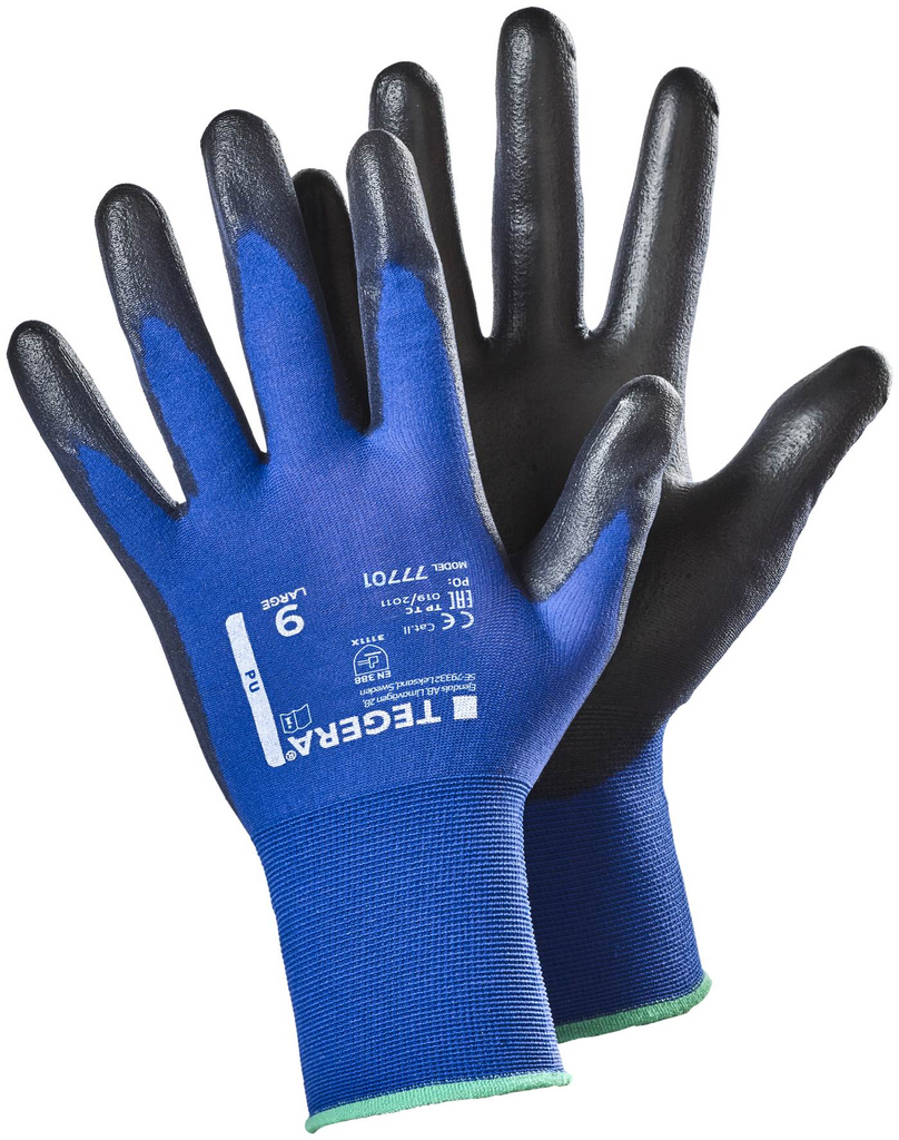 Arbeitshandschuhe, blaue Handschuhe, Latexbeschichtung, Griffhandschuhe, Schutzhandschuhe