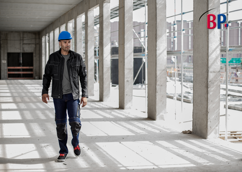 Arbeiter, Baustellensicherheit, Helm, Arbeitsjacke, Jeans, Arbeiter, Baustelle, Schutzhelm, Arbeitskleidung, Knieschutz-Jeans