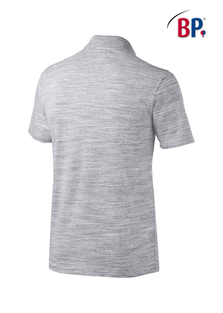 Polohemd, Grau Meliert, Kurzarm, Strick, T-Shirt-Stil